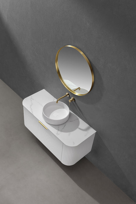 Olley Fluted Solid Surface Above Counter Basin - Matte Black 400x400