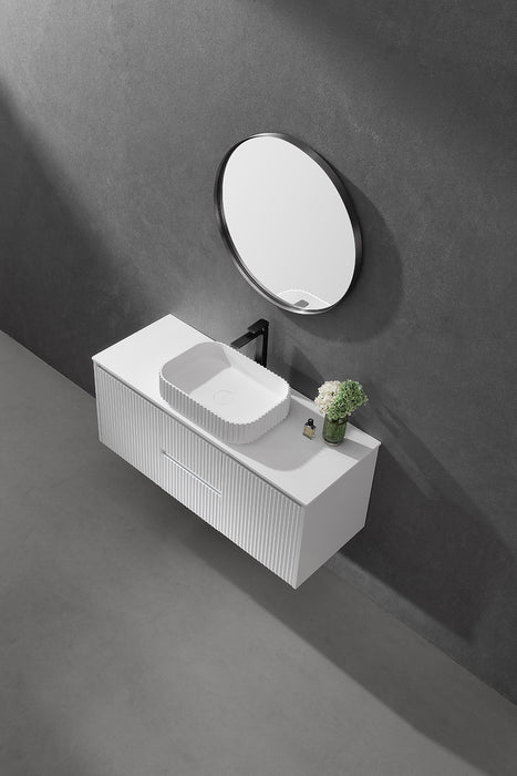 Japser Fluted Solid Surface Above Counter Basin - Matte Black 500x350
