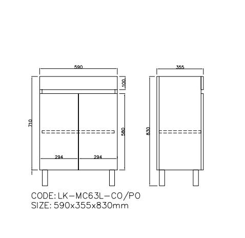 Camden Modern Free Standing Cabinet 590x355x830