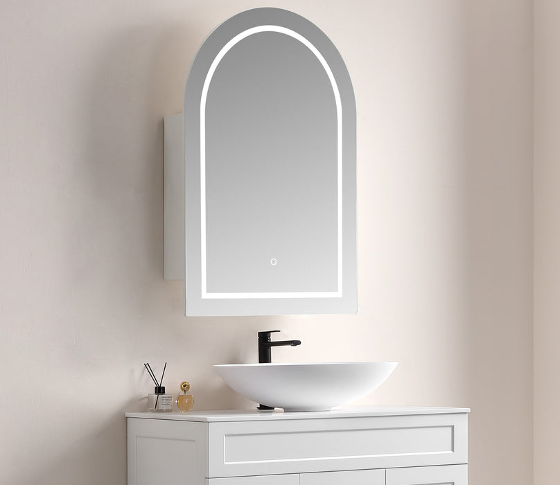 Allison Arch LED Shaving Cabinets - Matte White 600x900