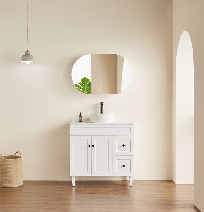 Allison Pill Shaving Cabinets - Matte White 900x600 - NO LED