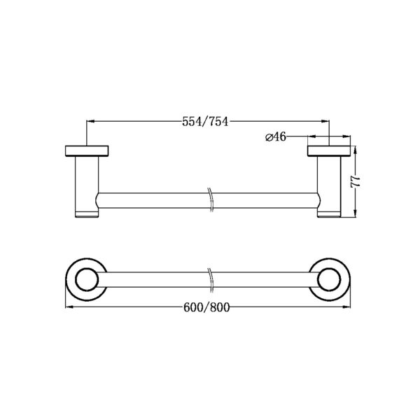 Classic Single Towel Rail 800mm Gun Metal