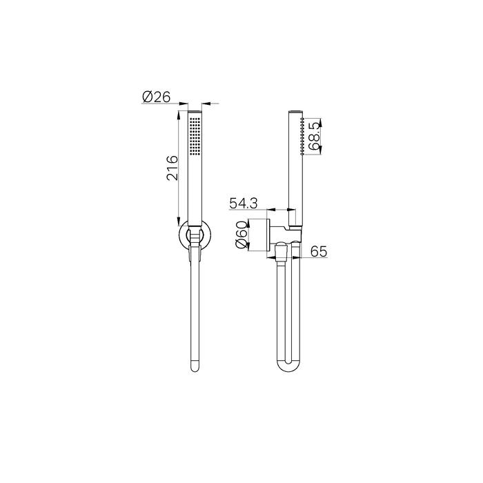 Slim Shower On Bracket Brushed Nickel