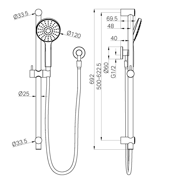 Dolce II Rail Shower Brushed Nickel
