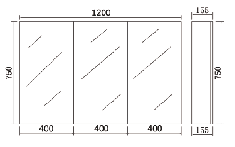 Alpha PVC Shaving Cabinet 1200x750