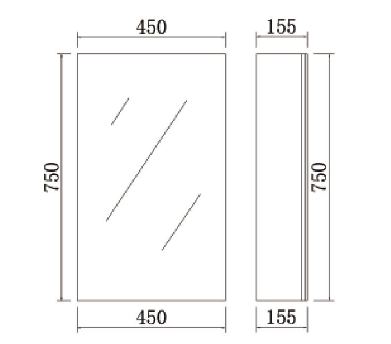 Alpha PVC Shaving Cabinet 450x750