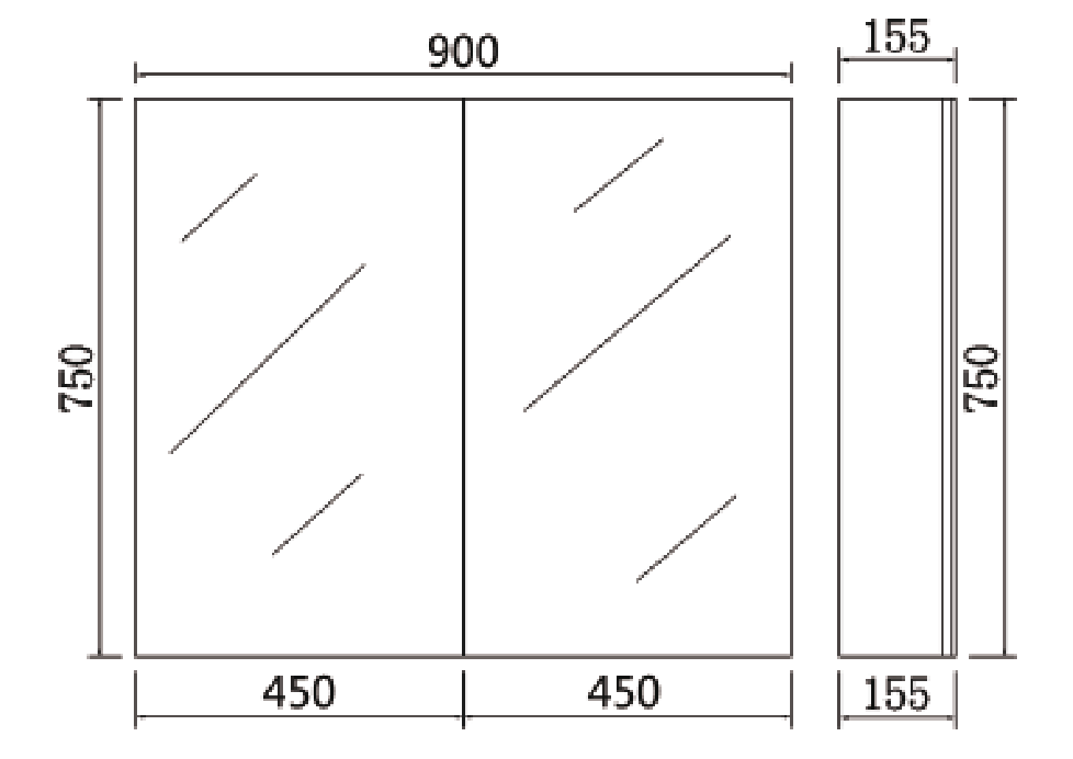 Alpha PVC Shaving Cabinet 900x750