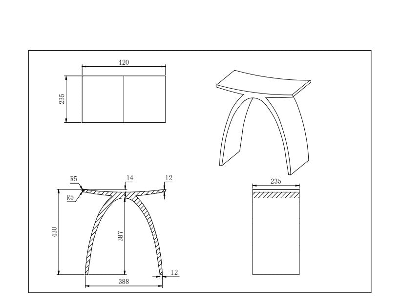 Perry Solid Surface Stone Bath Stool - Matt White 420x235