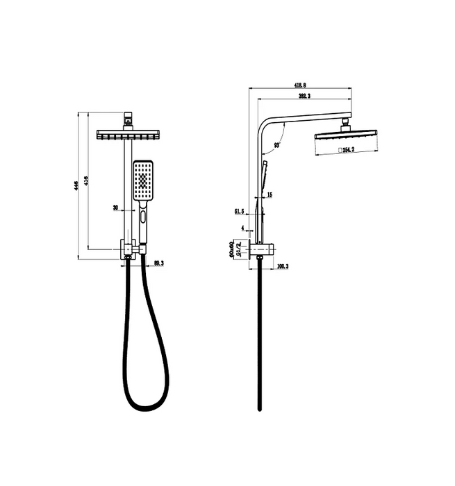Sando Black Mini Multifunction Shower Rail