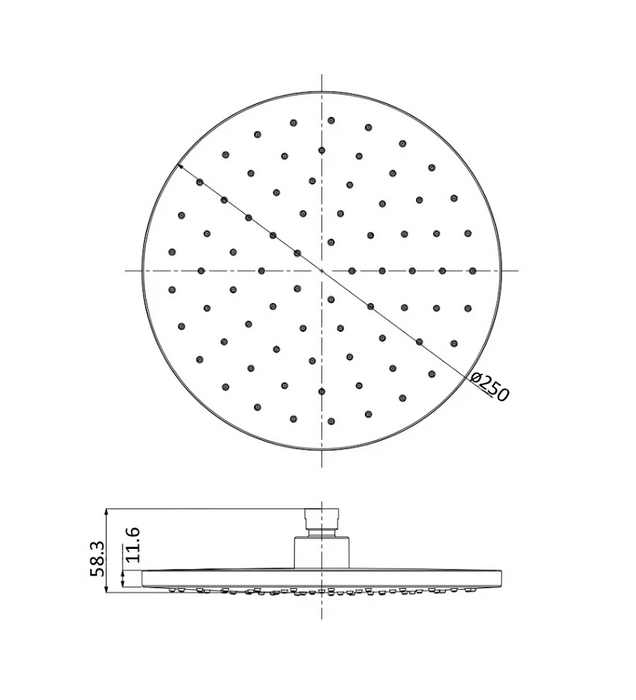 Hali Brushed Nickel 250mm Shower Head