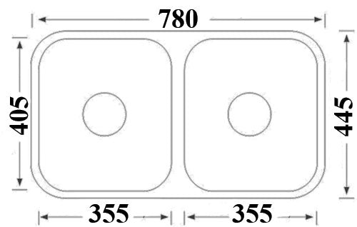 Cora Double Bowl Undermount Sink 780 mm