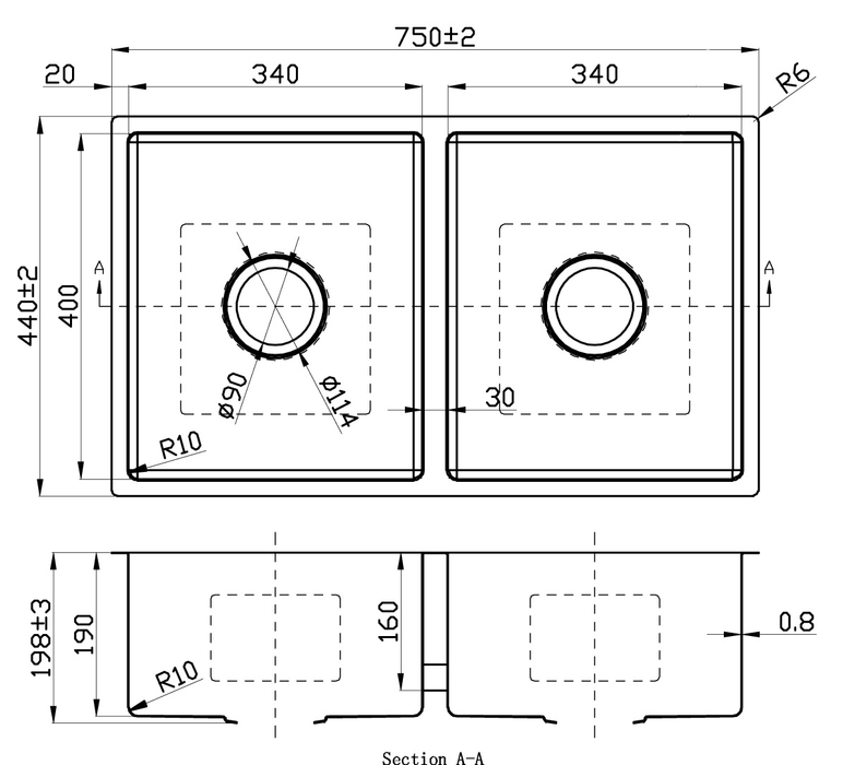 Cora Double Bowl Above / Undermount Sink